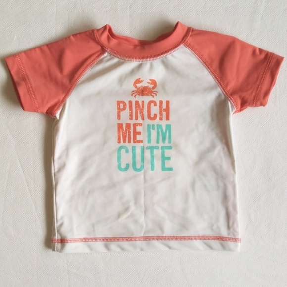 carter's rash guard & swim trunks matching set 9 months baby boy - Picture 2 of 9